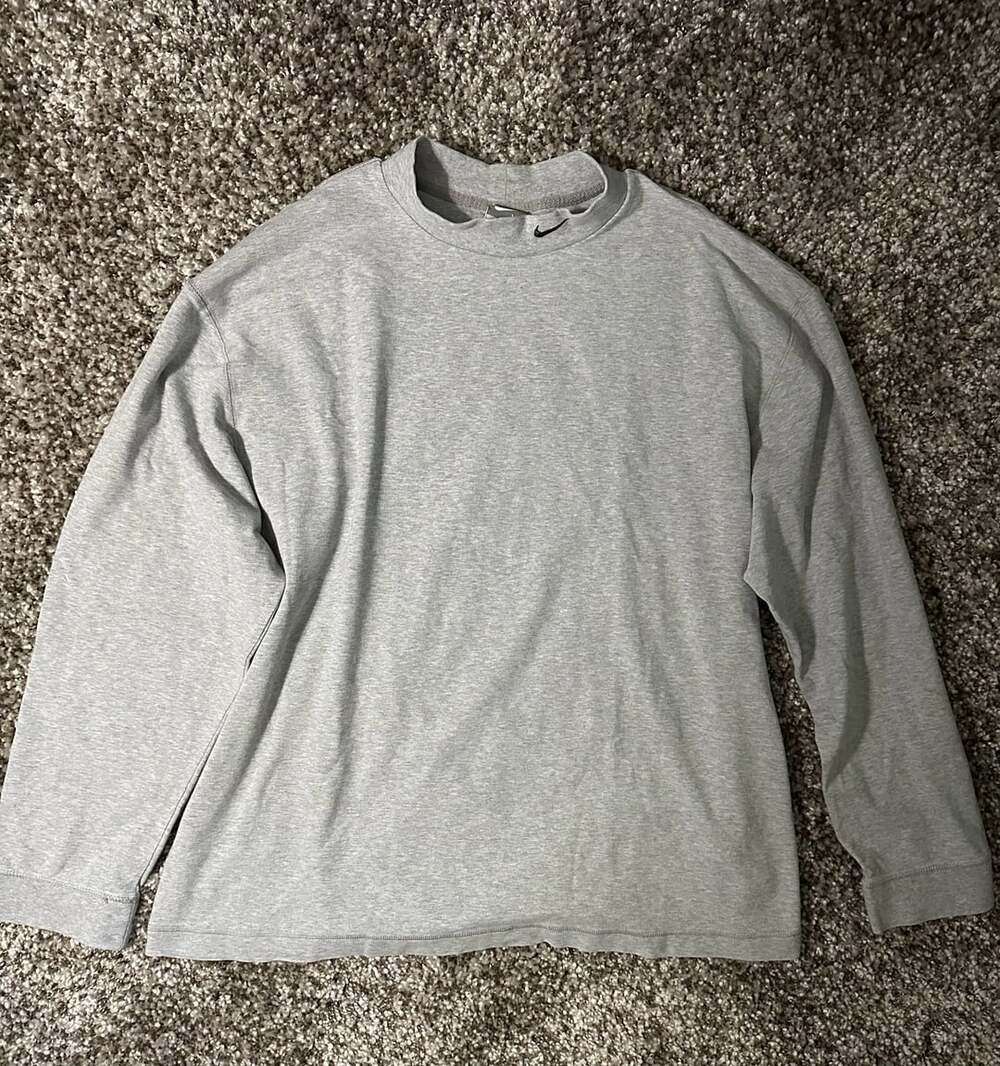 Nike Vintage Gray Mock Neck Long Sleeve T-Shirt XL